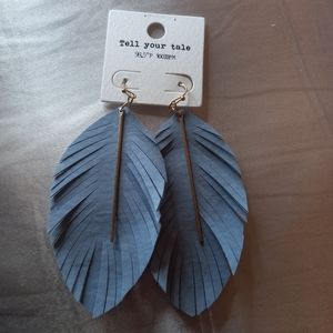 Cute Fabric Feather Lightweight Earrings with gold accent